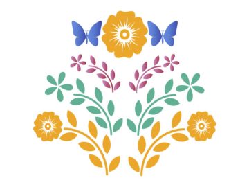 Ilustración de flores con mariposas