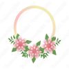 Ilustración de vectores de marco redondo de flores