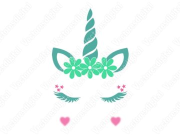 Lindo unicornio verde Vectores