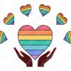 Mano sosteniendo Corazón, arcoiris, Diseños Vectores