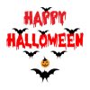 Texto halloween con murcielago Vector