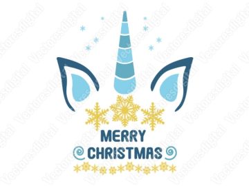 Unicornio Navideño con letras Vectores
