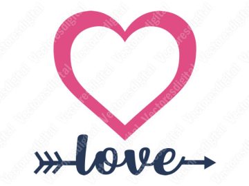 Vector letras corazón con flecha