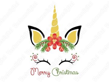 Vectores Feliz navidad unicornio