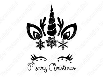 Vectores de Unicornio negro navideño