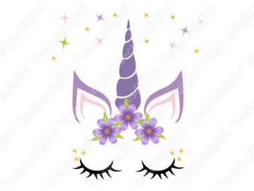 Vectores de unicornio con flores