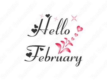 Vectores letras hola febrero