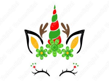 cara de unicornio Navidad Vectores