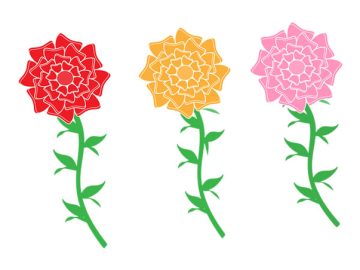 flores de tres colores, Diseños Vectores